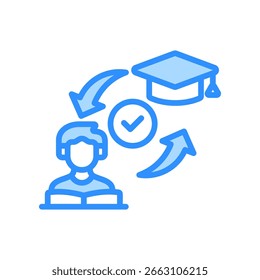 Adaptive Learning Icon Blue Color Vector Illustration