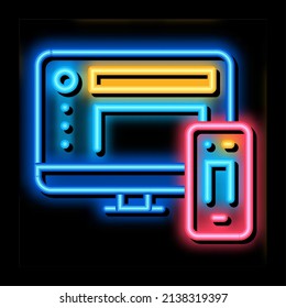 adaptive picture neon light sign vector. Glowing bright icon adaptive picture sign. transparent symbol illustration