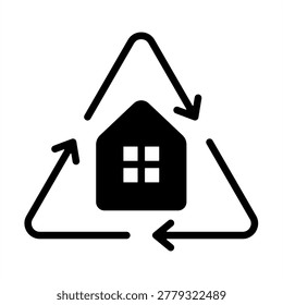 Adaptive Reuse Icon - Solid Black Glyph Icons For Building Architectural and Designs