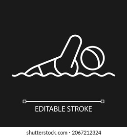 Adaptive swimming white linear icon for dark theme. Aquatics competition. Sportsman with disability. Thin line customizable illustration. Isolated vector contour symbol for night mode. Editable stroke