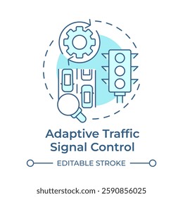 Adaptive traffic signal control soft blue concept icon. Vehicle flow adjustment. Transport management strategy. Round shape line illustration. Abstract idea. Graphic design. Easy to use in booklet