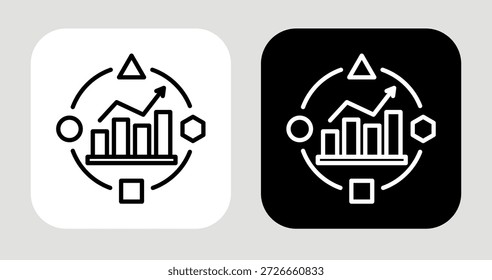 Icono de tendencia adaptativa en estilo de línea blanco y negro