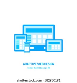 Adaptive web design flat vector illustration. Ui template