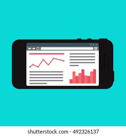 Adaptive Web Phone Template and Gadget Elements for site of blog and infographics on Smartphone. Vector