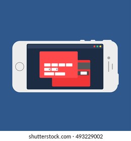 Adaptive Web Phone Template and Gadget Elements for site form of online shopping and enter card data on Smartphone. Vector