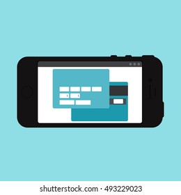 Adaptive Web Phone Template and Gadget Elements for site form of online shopping and enter card data on Smartphone. Vector