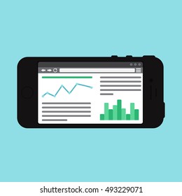 Adaptive Web Phone Template and Gadget Elements for site of blog and infographics on Smartphone. Vector