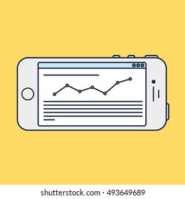 Adaptive Web Phone Template and Gadget Elements for site of blog and infographics on Smartphone. Vector