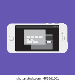 Adaptive Web Phone Template and Gadget Elements for site form of online shopping and enter card data on Smartphone. Vector