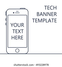 Adaptive Web Template and Gadget Banner with Smartphone. Outline minimalistic phone mockups. Vector