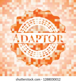 Adaptor abstract emblem, orange mosaic background