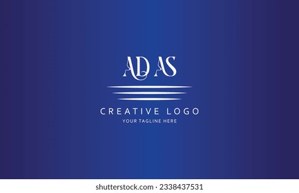 ADAS AD AS letra clásica simple marca vectorial diseño de logotipo vectorial para todo tipo de negocio con fondo azul  