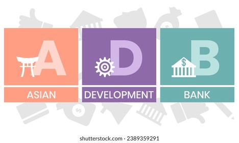 BAD - Acrónimo del Banco Asiático de Desarrollo. fondo de concepto de negocio. concepto de ilustración vectorial con palabras clave e iconos. ilustración con iconos para banner web, volante, página de inicio