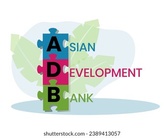 ADB - Asian Development Bank acronym. business concept background. vector illustration concept with keywords and icons. lettering illustration with icons for web banner, flyer, landing page