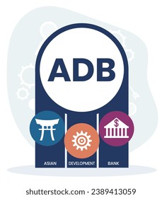 BAD - Acrónimo del Banco Asiático de Desarrollo. fondo de concepto de negocio. concepto de ilustración vectorial con palabras clave e iconos. ilustración con iconos para banner web, volante, página de inicio