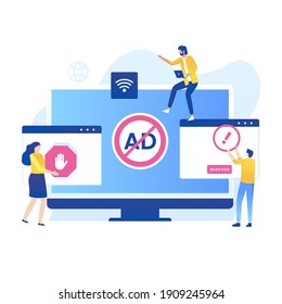 Adblock illustration vector concept. Illustration for websites, landing pages, mobile applications, posters and banners