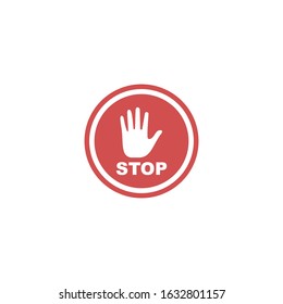 Adblock Or Red Stop Icon Template Color Editable. Stop Hand Symbol Vector Sign Isolated On White Background Illustration For Graphic And Web Design.
