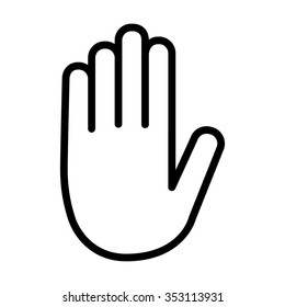Adblock or stop sign with hand / palm line art vector icon for apps and websites
