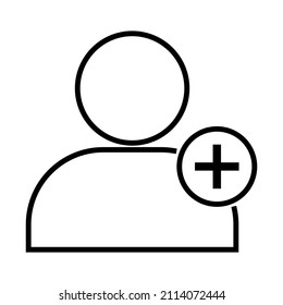 Add account outline icon. Vector sign isolated on white background