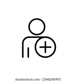 Add account user icon vector illustration. New personal office. Add contact, member. Simple flat isolated pictogram for app, ads, logo, interface elements, banner, web, dev, ui, ux. Vector EPS 10.