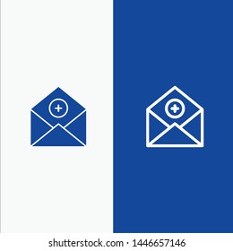 Add, Add-Mail, Communication, Email, Mail Line and Glyph Solid icon Blue banner Line and Glyph Solid icon Blue banner