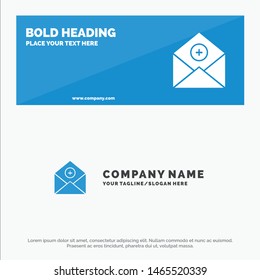 Add, Add-Mail, Communication, Email, Mail SOlid Icon Website Banner and Business Logo Template. Vector Icon Template background