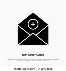 Add, Add-Mail, Communication, Email, Mail solid Glyph Icon vector. Vector Icon Template background