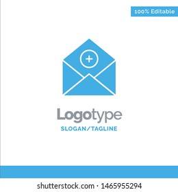 Add, Add-Mail, Communication, Email, Mail Blue Solid Logo Template. Place for Tagline. Vector Icon Template background