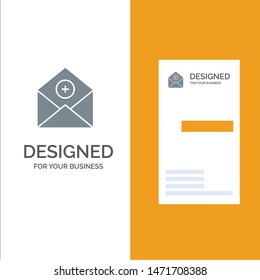 Add, Add-Mail, Communication, Email, Mail Grey Logo Design and Business Card Template