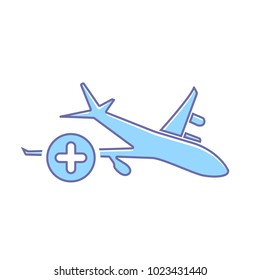 Add airplane flight plane transport travel icon. Vector illustration