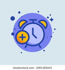 Add alarm flat illustration. Timer signs vector illustration.