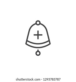 Add alert line icon. linear style sign for mobile concept and web design. Bell with plus outline vector icon. Reminder alarm symbol, logo illustration. Pixel perfect vector graphics