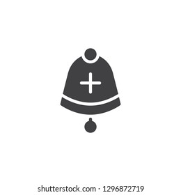 Add alert vector icon. filled flat sign for mobile concept and web design. Bell with plus simple solid icon. Reminder alarm symbol, logo illustration. Pixel perfect vector graphics