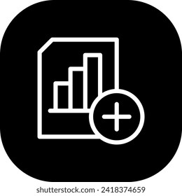 Add analysis report performance business icon with black filled line outline style. report, analysis, data, chart, add, symbol, sign. Vector Illustration