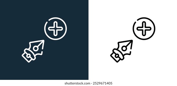 Añadir icono de anclaje aislado en colores blanco y negro Añadir icono de Vector lineal de contorno de anclaje de la colección de edición de Vector para App móviles, Web y interfaz de usuario.