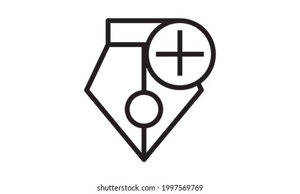 Agregar herramientas de icono de línea de anclaje y diseñar imagen vectorial de signo de lápiz