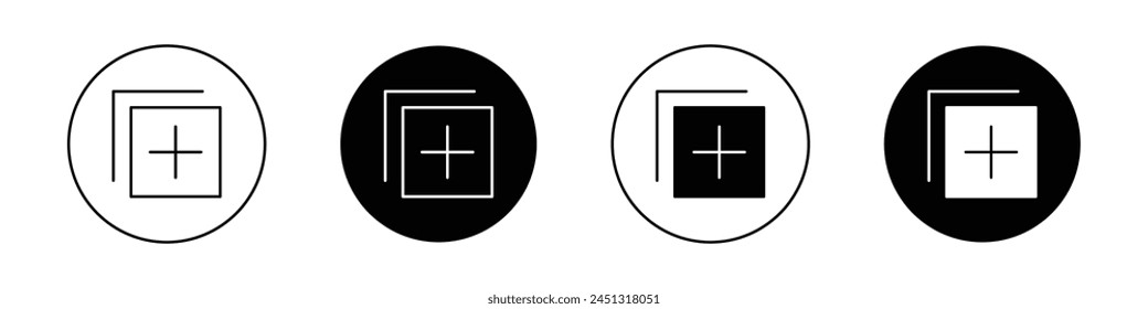 Add Apps Icon Set. Plus Page Symbol suitable for apps and websites UI designs.