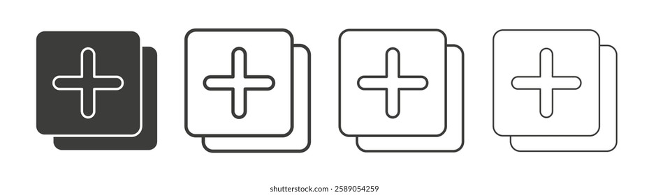 Add apps icons set vectors graphic designs