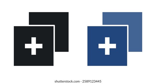 Add apps icons set vectors black and colored style