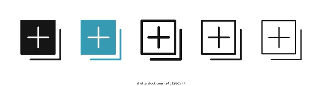 Add Apps Vector Icon Set. Plus Page Line Icon for UI designs.