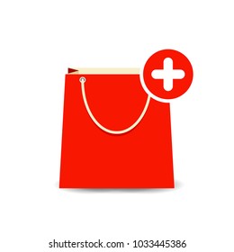 Add bag buy paper shopping icon. Vector illustration