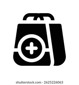 add to bag glyph icon. Strong and solid vector icon for websites, mobile interfaces, presentations, and visual branding. High quality and easy to edit.