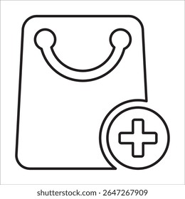 Agregar a la bolsa Icono, Vector de línea