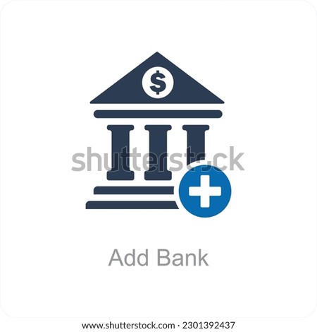 Add Bank and bank icon concept