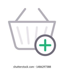 add basket colour line vector icon