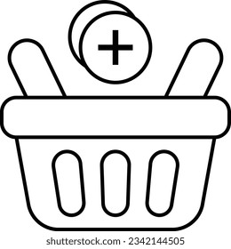  añadir al diseño de iconos planos de glifo de canasta