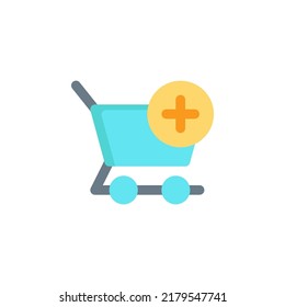 añadir al diseño de estilo plano de icono de canasta. agregar a la ilustración vectorial de icono de canasta. aislado de fondo blanco.