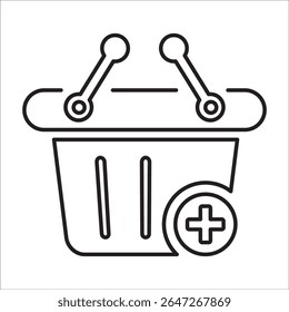 Ícone Adicionar à cesta, gráficos de vetor de linha