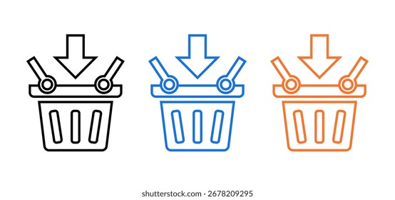 add to basket icon set isolated on white bcakground