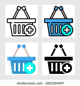add to basket icon vector design in filled, thin line, outline and flat style.